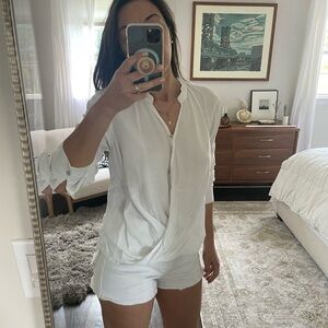 BlankNYC Twist Front White Shirt